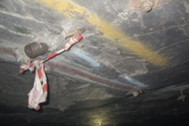 Borehole entering the hanging wall