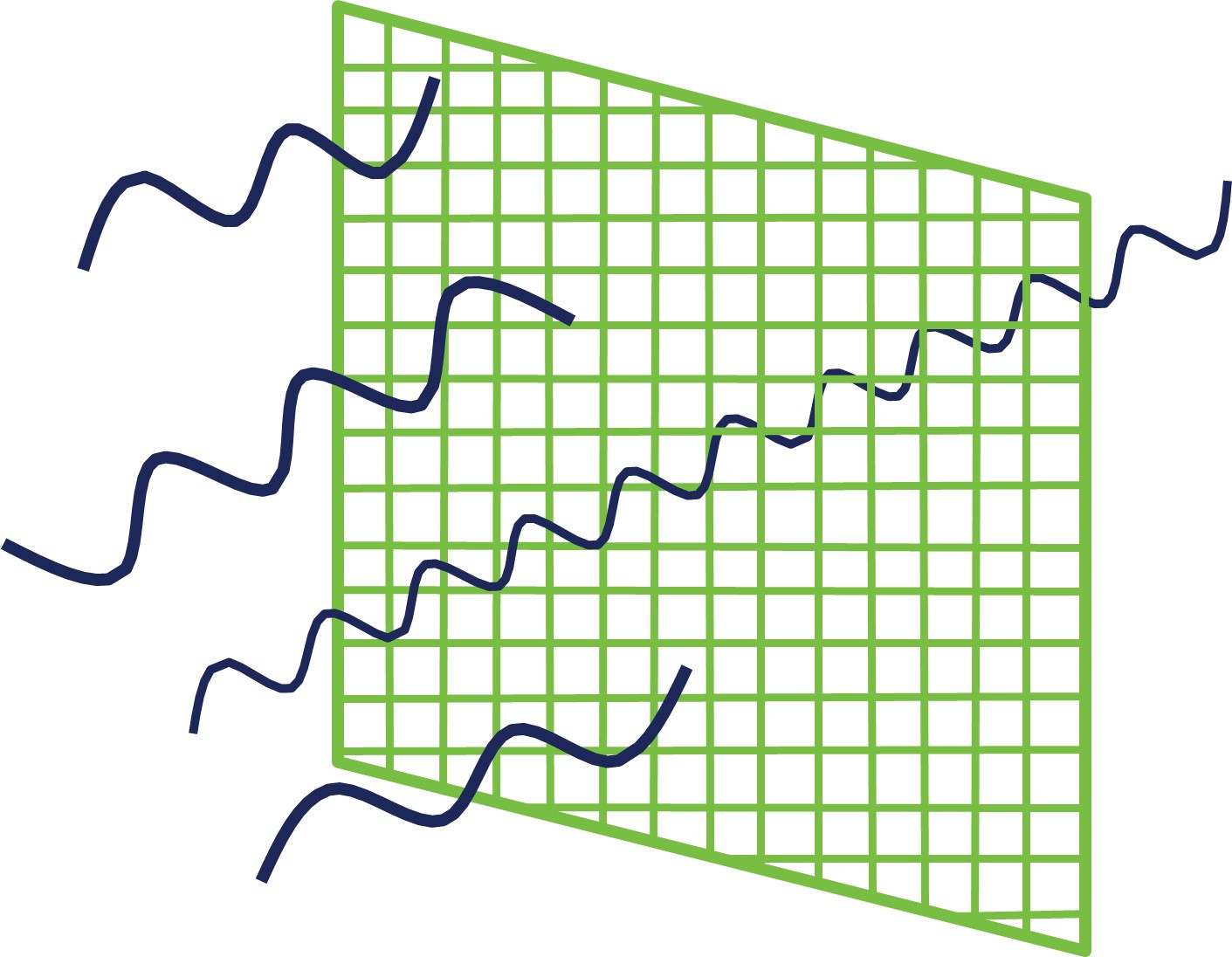 Waves being filtered by mesh screen